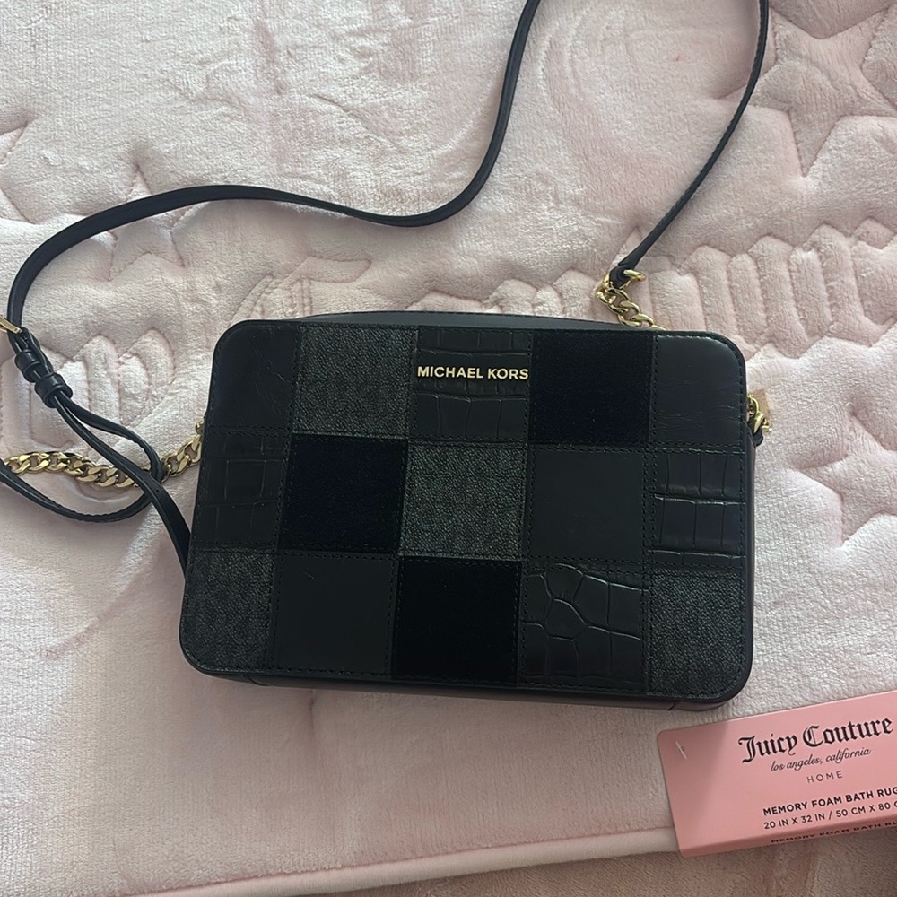 Michael Kors Black Suede Leather Crossbody Bag